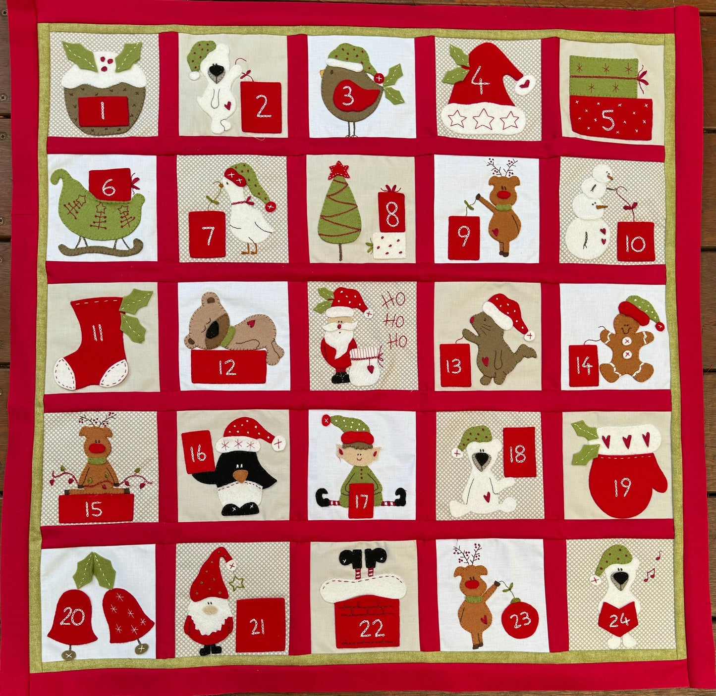 Advent Calendar pattern fabric and wool felt kit
