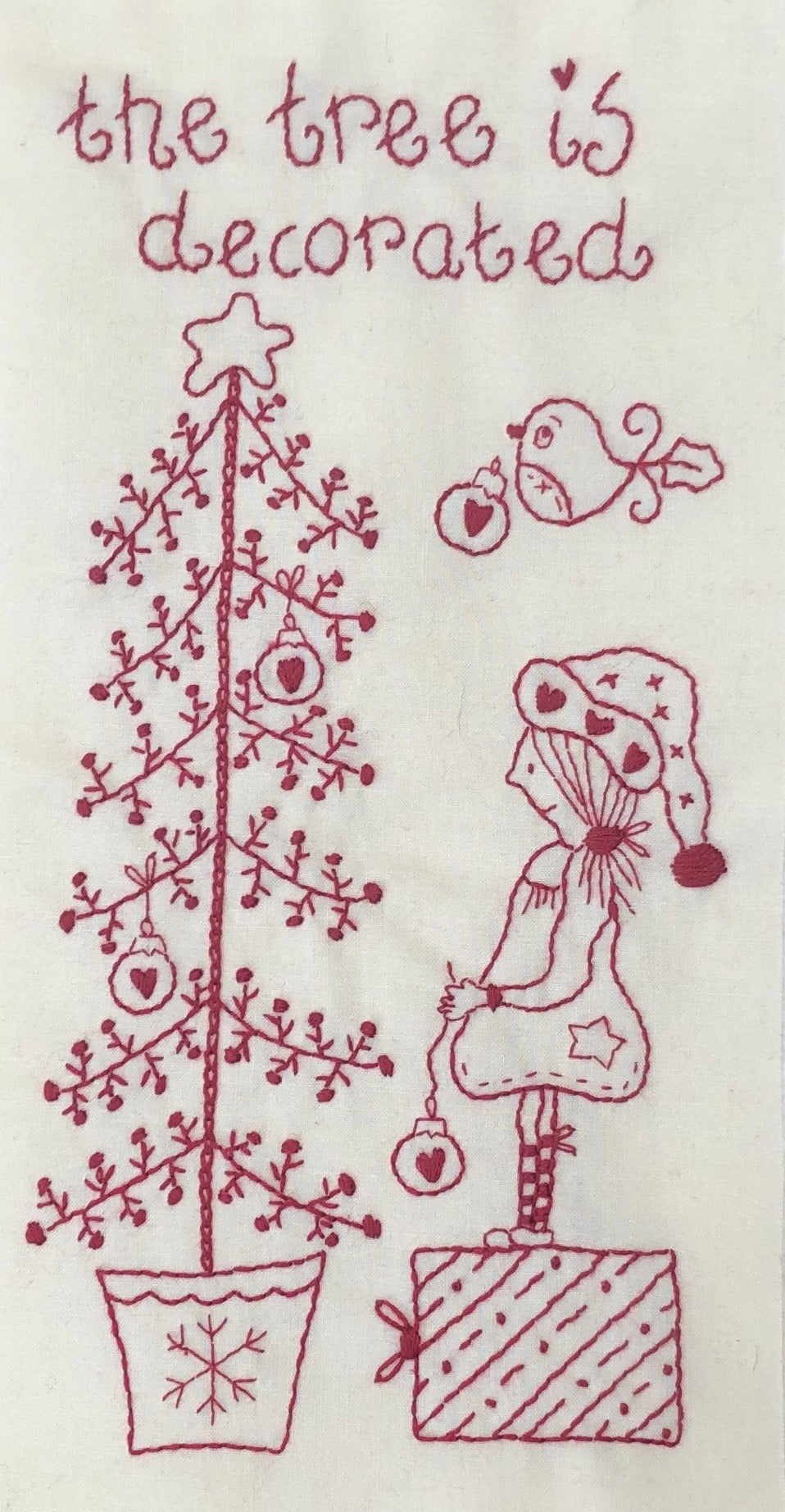 A Redwork Christmas stitchery of the week