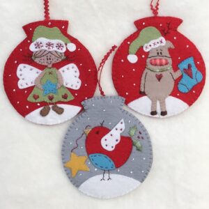 Christmas Bauble Ornaments pattern and wool felt