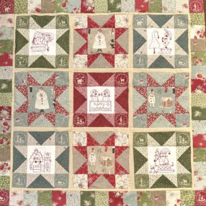 Merry Little Christmas Stars pattern, template, fabric and thread kit